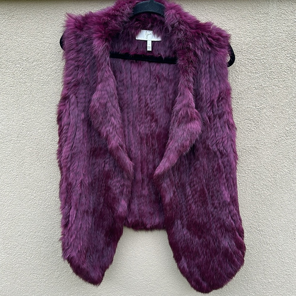 Joie 🔥 Purple 100% Rabbit Fur Vest Jacket Sz S